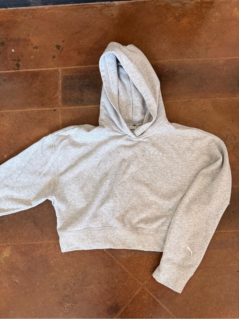 Puma Gray Cropped Hoodie Sweatshirt